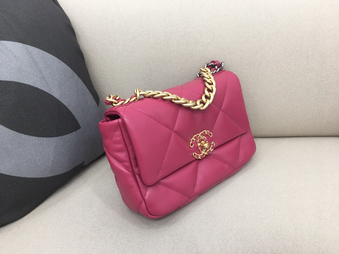 Lambskin 19 Handbag Flap Bag AS1160 Rose Red